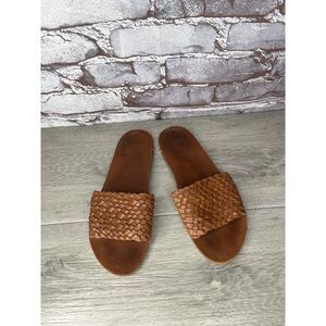 Beek Fairy Woven Brown Leather Weaves Flats Slides Sandals Women’s Sz 8M US/39EU